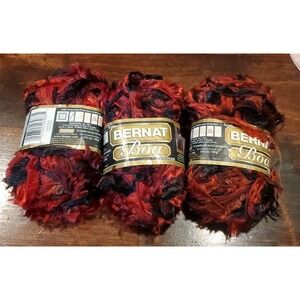 Bernat Boa Furs Eyelash Yarn Soft Cardinal Polyester, Lot of 3, 71 yards‎ NEW